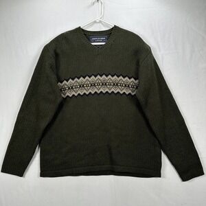 Vintage Abercrombie & Fitch Sweater Mens XL Green Fair Isle Lambswool Hong Kong